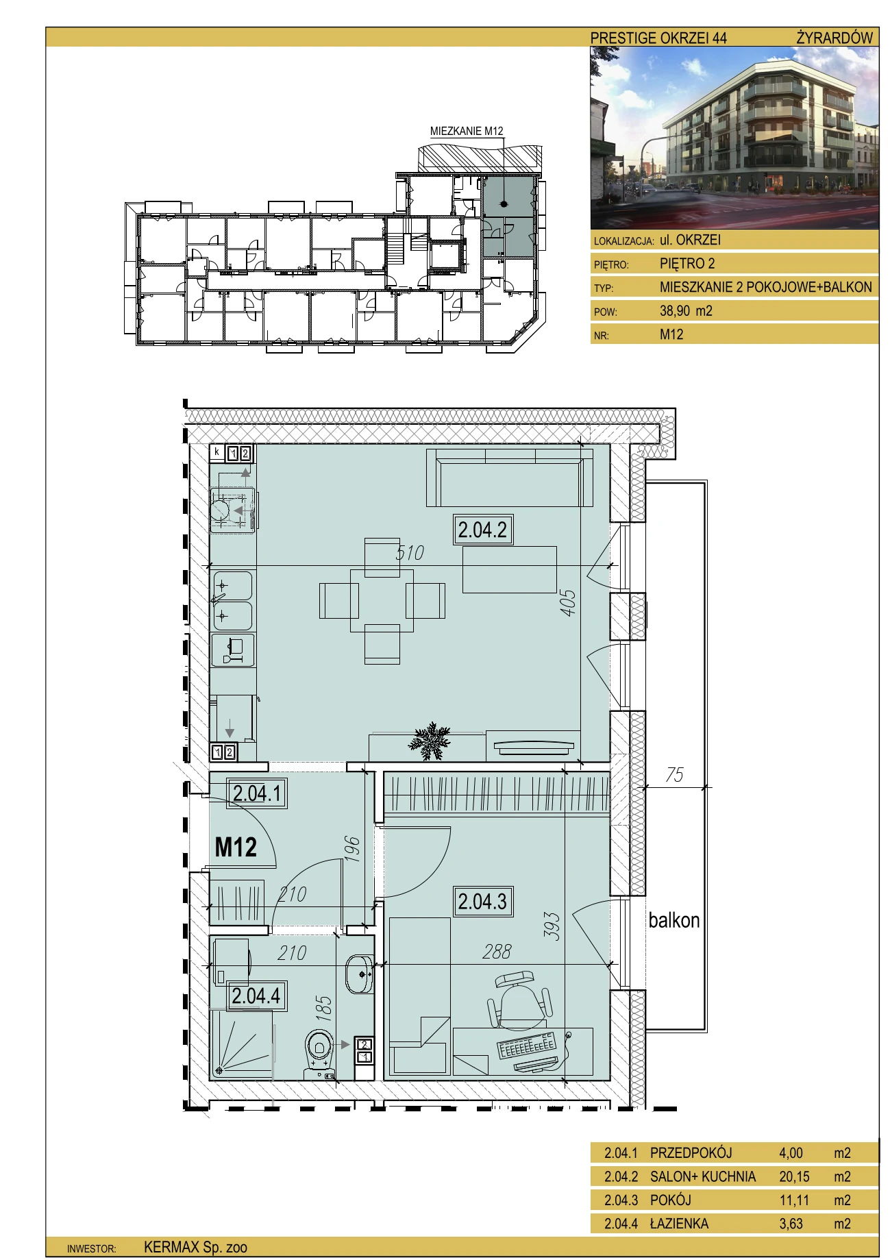 M12 Prestige Okrzei44 karta mieszkania