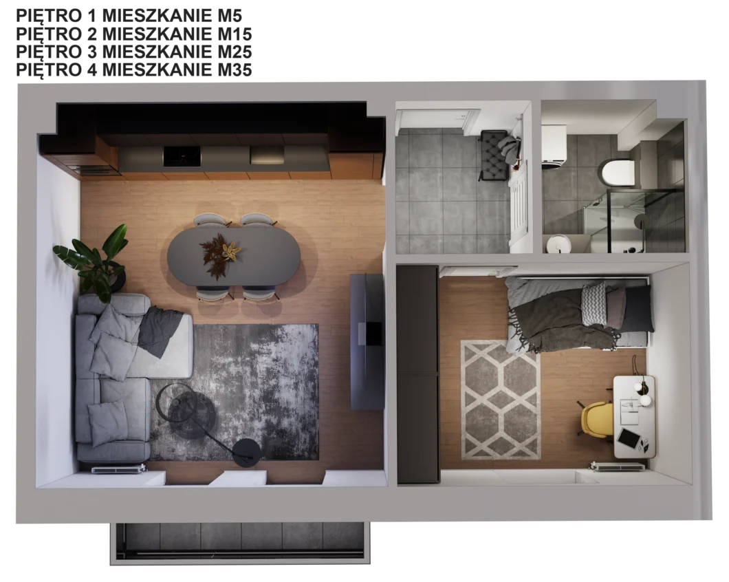 M5M15M25M35wizualizacja mieszkania Prestige Okrzei 44